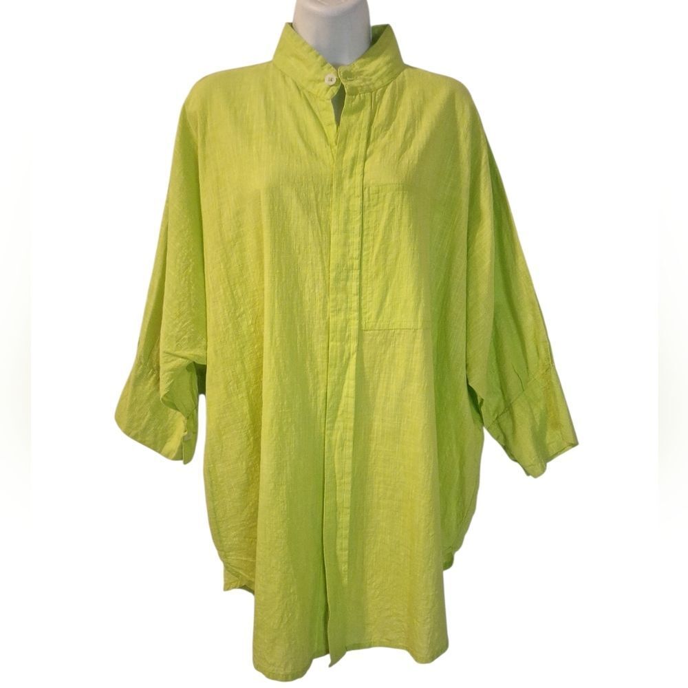 Dilemma Dhruv Shroff lime green oversize tunic top organic cotton OS